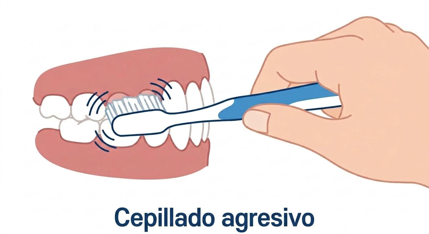 Cepillado con fricción excesiva que ejerce una fricción repetida sobre la zona cervical del diente