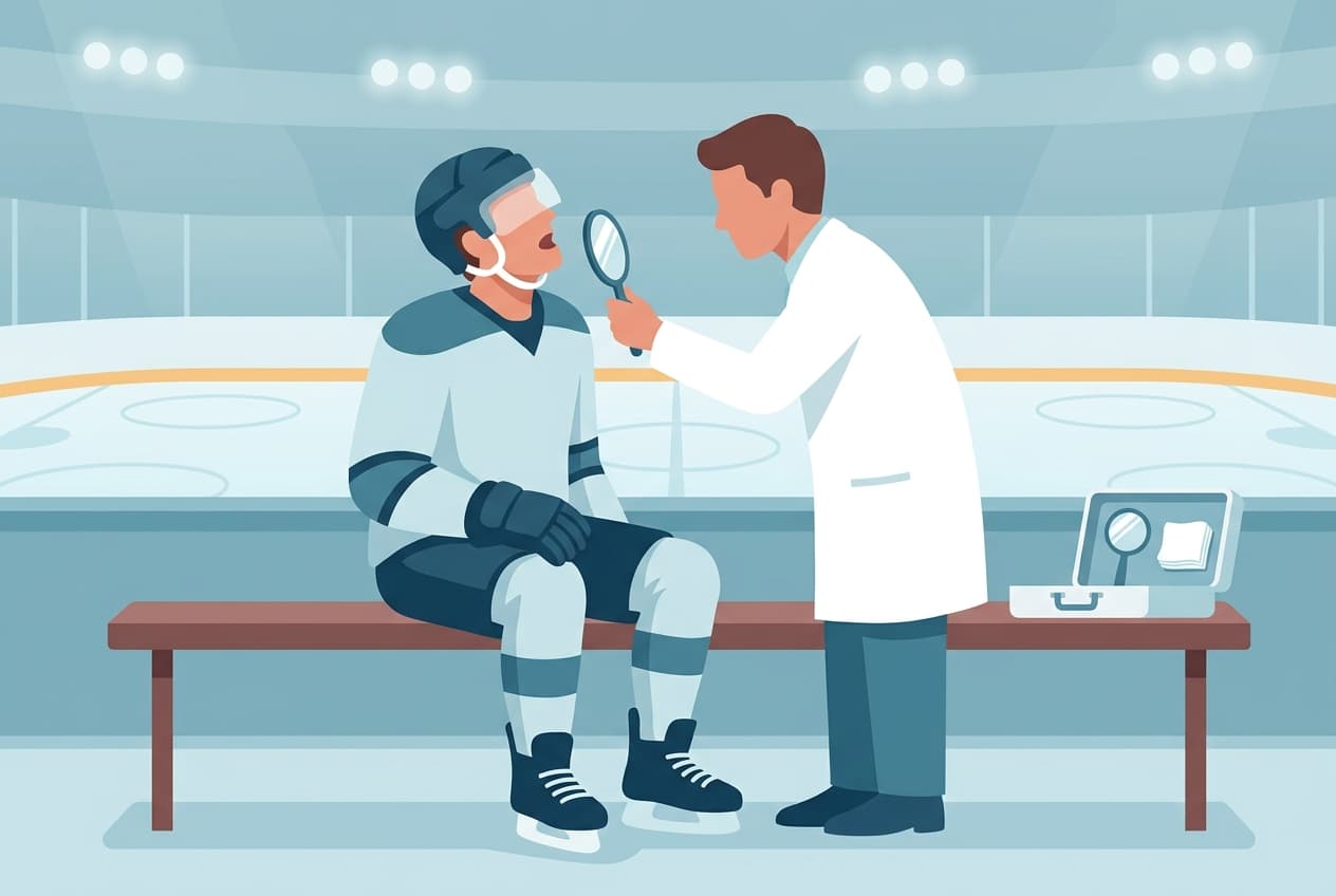 美 아이스하키 NHL, 이 부러지면 벤치 옆에서 바로 신경치료한다