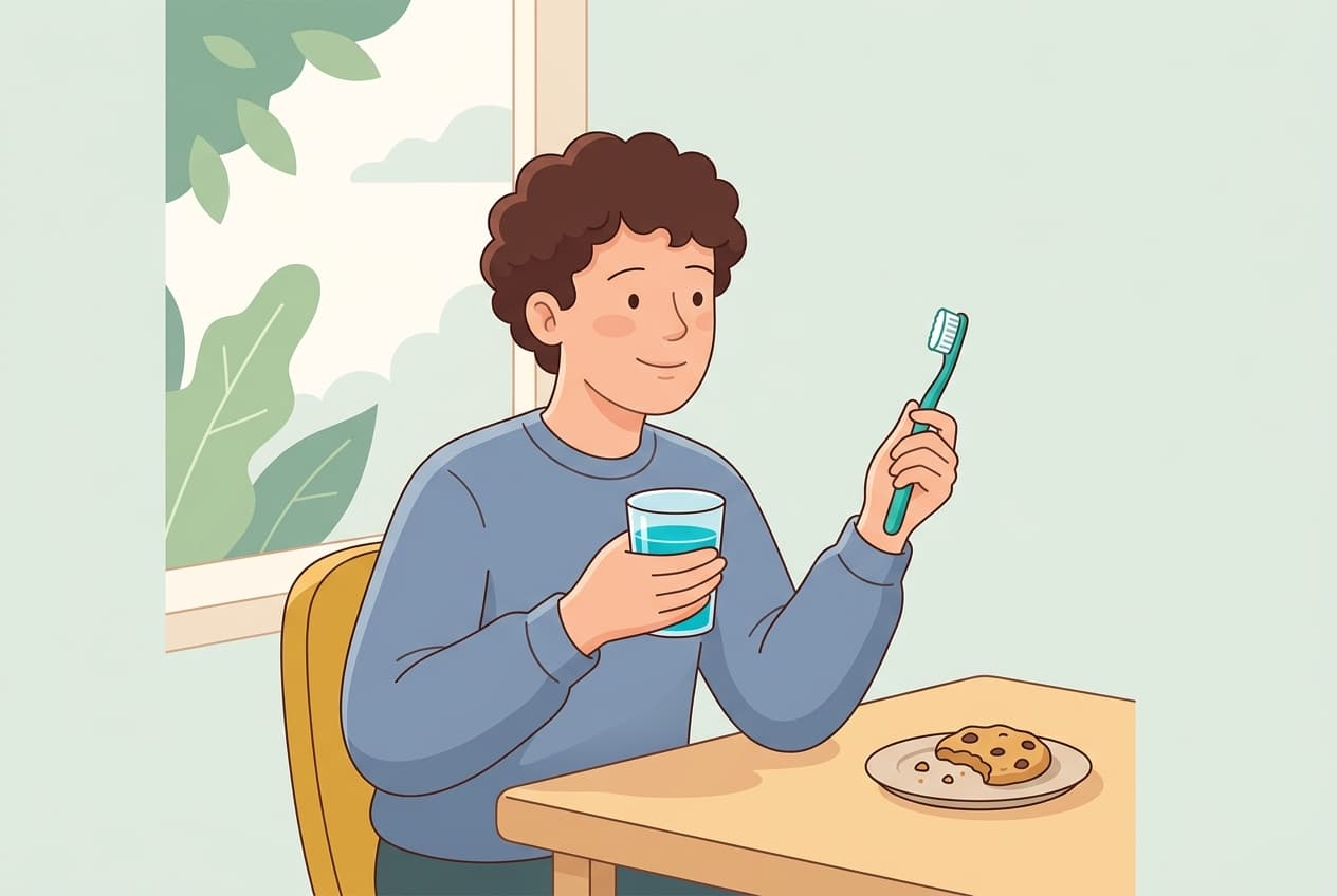 간식을 먹은 뒤 가글만 해도 칫솔질을 대신할 수 있나요?