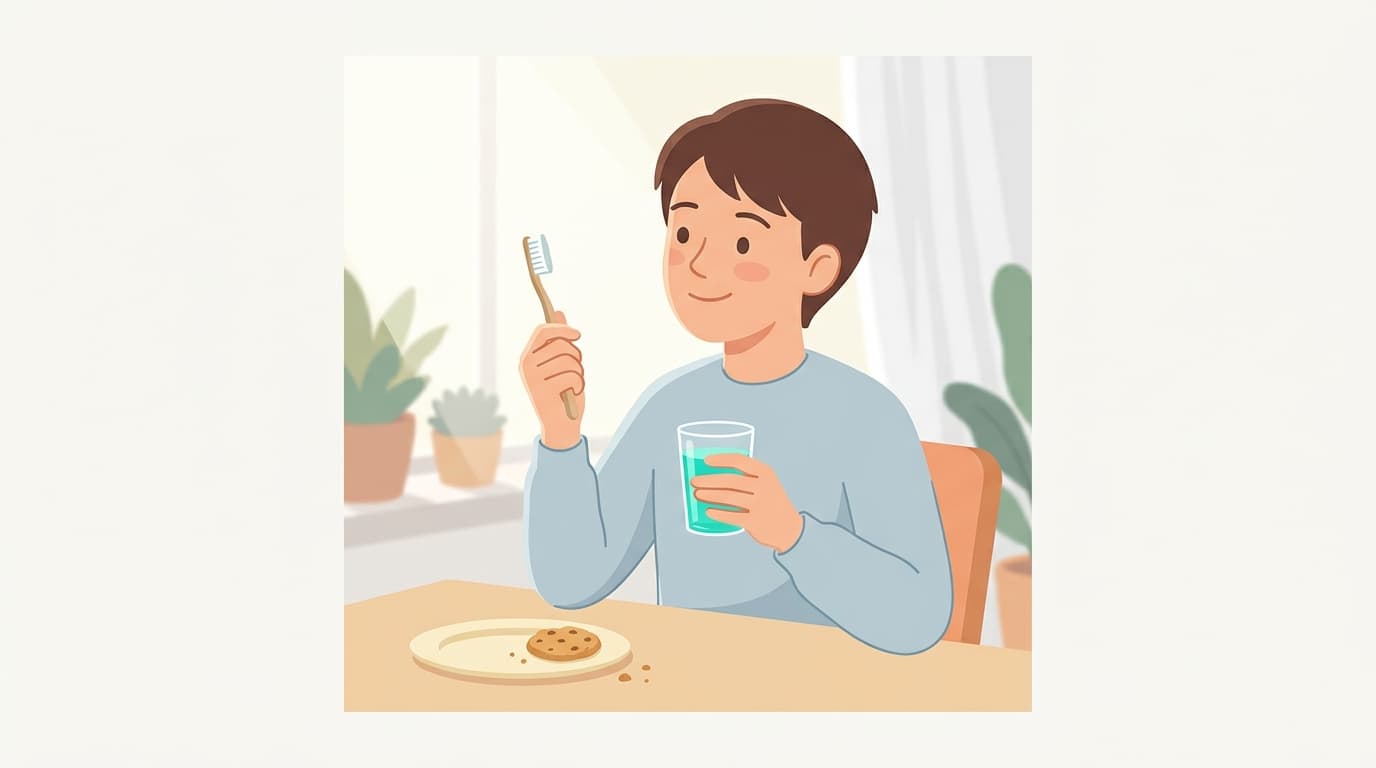 간식을 먹은 뒤 가글만 해도 칫솔질을 대신할 수 있나요?