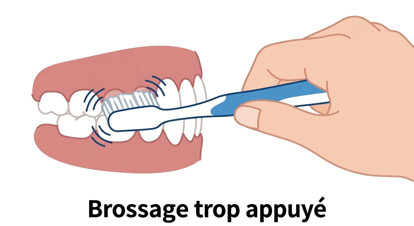 Frottement répété exercé sur le collet de la dent par un brossage trop appuyé