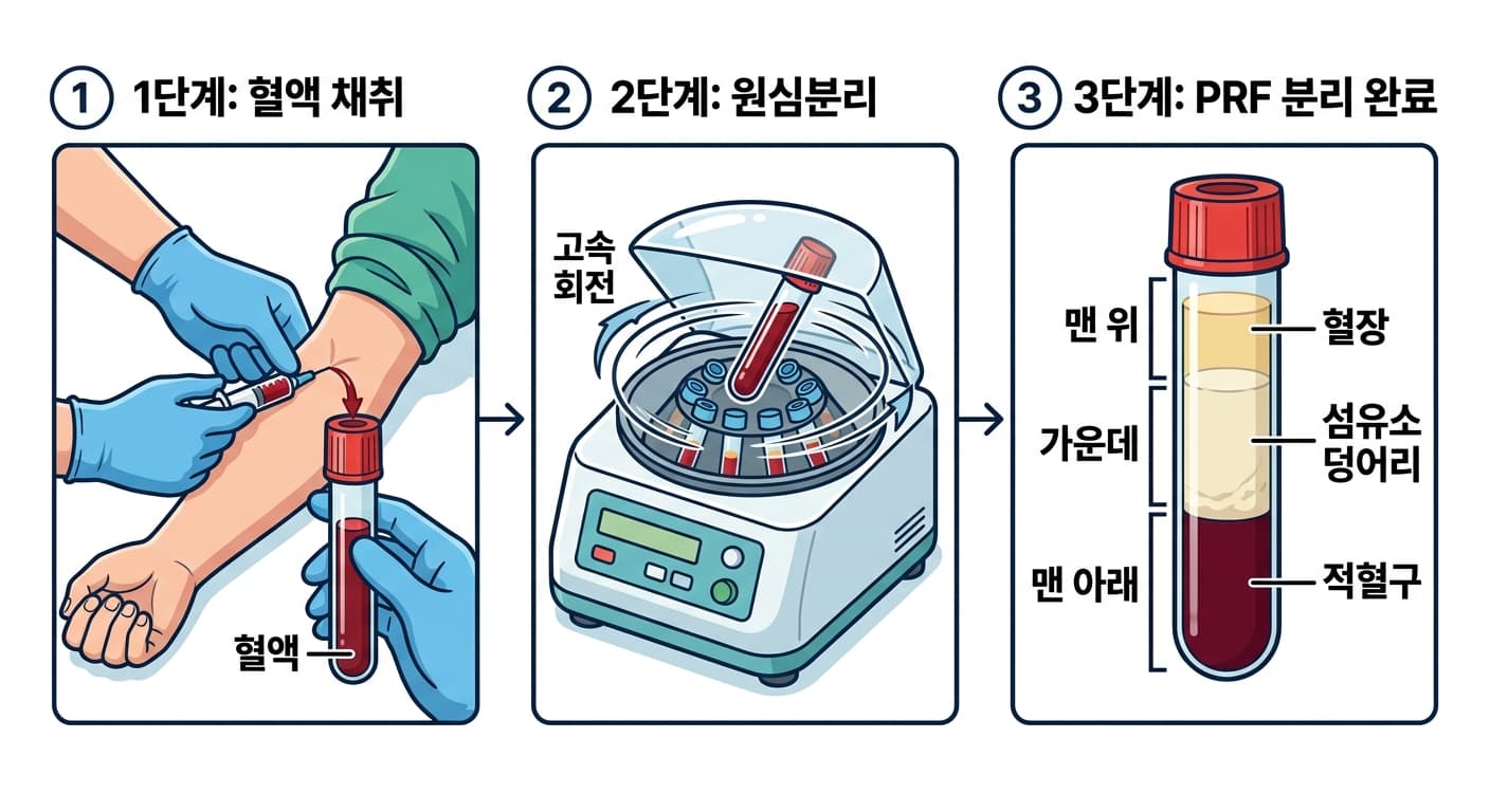 치과에서 채혈부터 원심분리까지 PRF를 만드는 3단계 과정