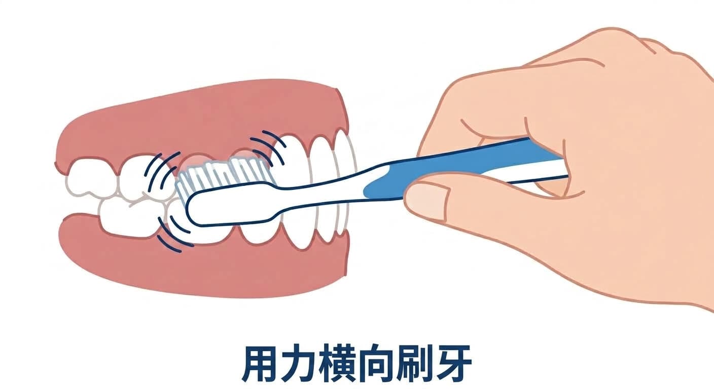 用力横向刷牙对牙颈部造成反复摩擦的情形